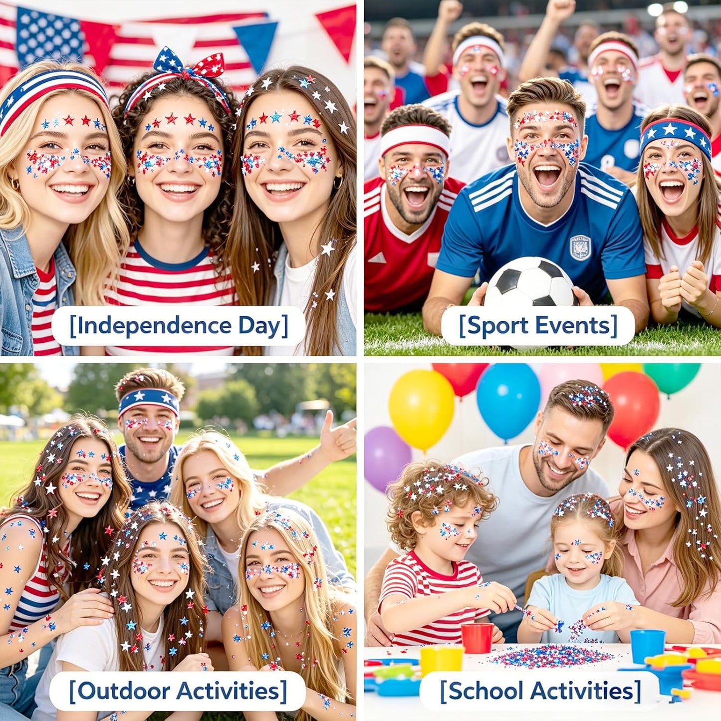 4th of July Glitter Stick – Red, White & Blue Body and Hair Sparkle Makeup