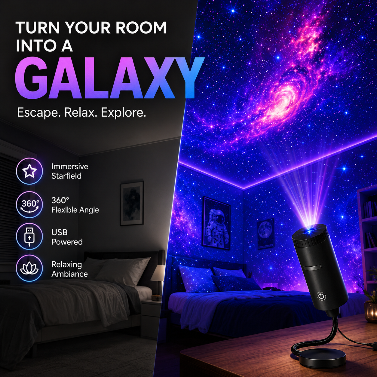 USB Rotating Star and Ocean Projector - product detail 2