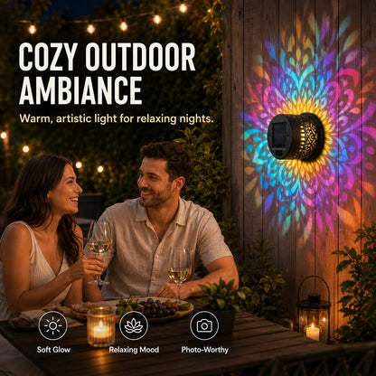 Solar Mandala Wall Light Outdoor Projector Lamp