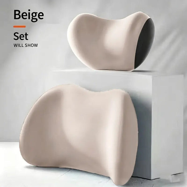 Car Neck and Lumbar Support Pillow Set - Memory Foam
