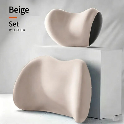 Car Neck and Lumbar Support Pillow Set - Memory Foam