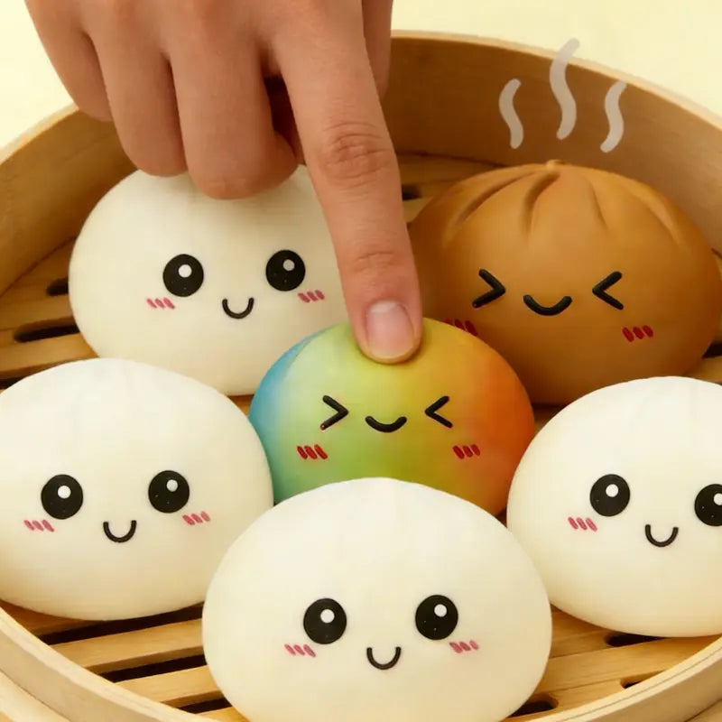 Giant Dumpling Squishy Toy – Cute Smiling Face Slow Rising Stress Relief Ball
