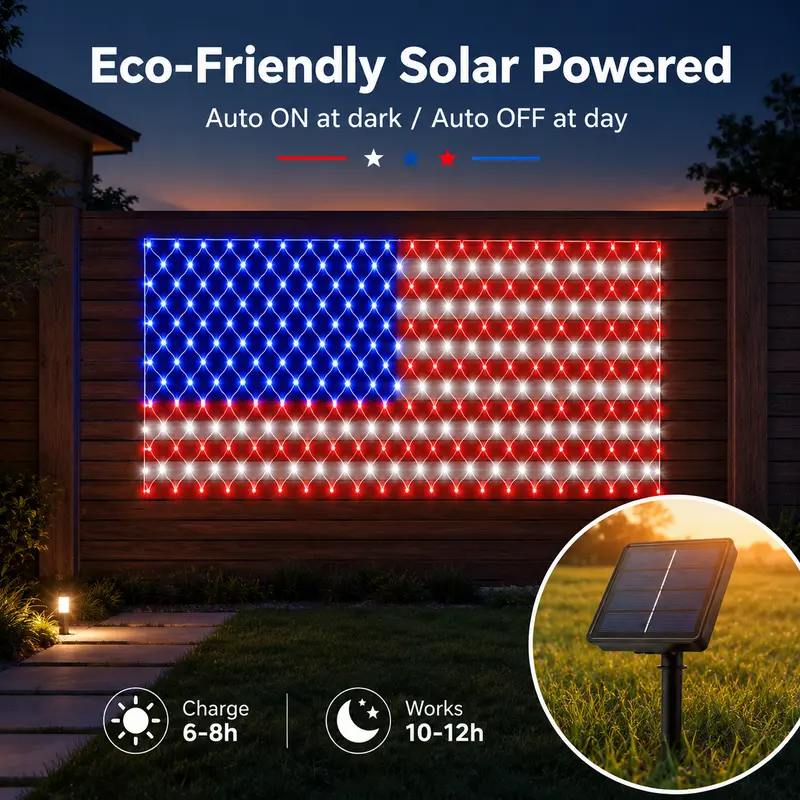 Outdoor LED American Flag Net Lights