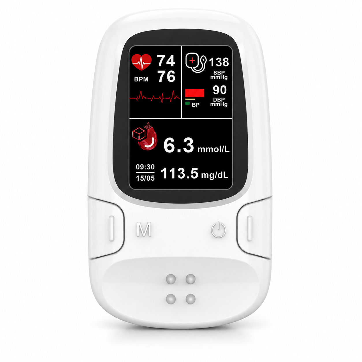 All-in-One Home Vital Signs Monitor with original active screen on white background