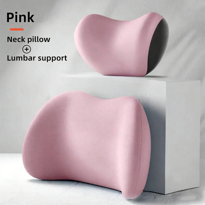 Car Neck and Lumbar Support Pillow Set - Memory Foam