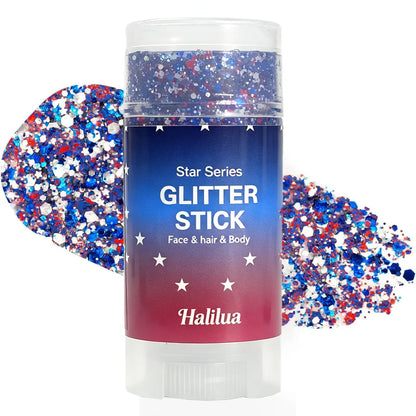 4th of July Glitter Stick – Red, White & Blue Body and Hair Sparkle Makeup