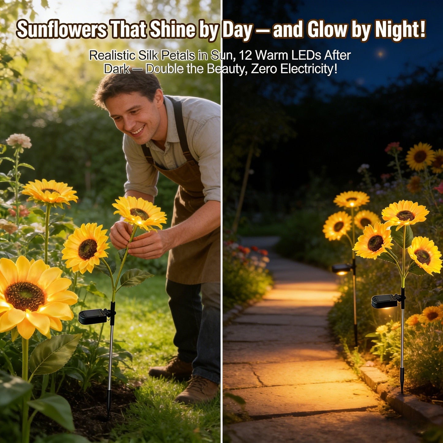 🌻Sunflower Solar Garden Lights – Waterproof Outdoor Stake Lights for Yard & Patio Décor
