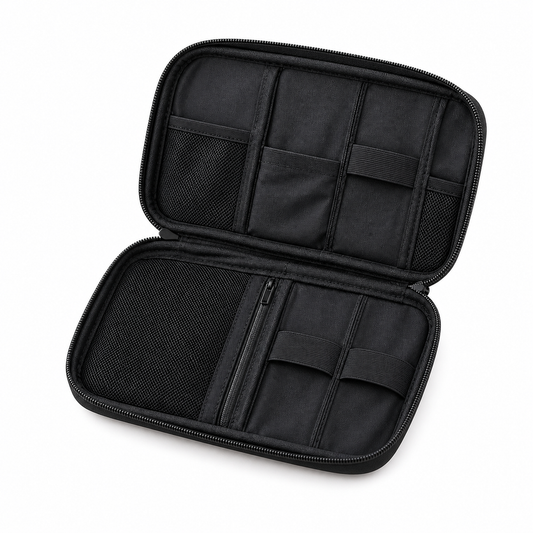 Compact Double-Layer Tech Organizer Pouch