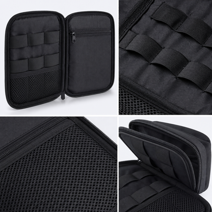 Compact Double-Layer Tech Organizer Pouch