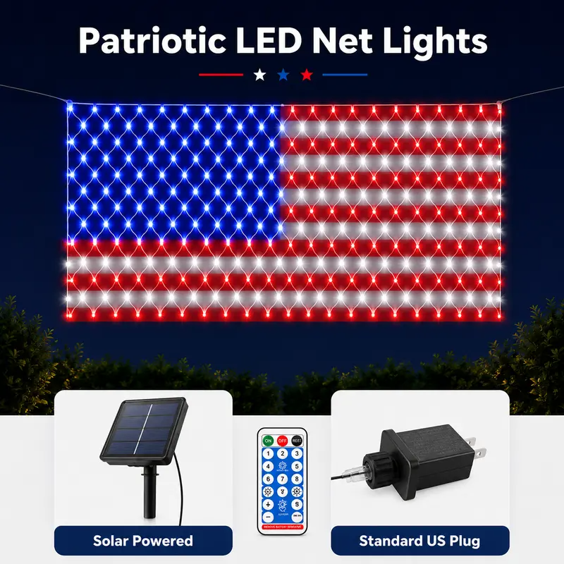 Outdoor LED American Flag Net Lights