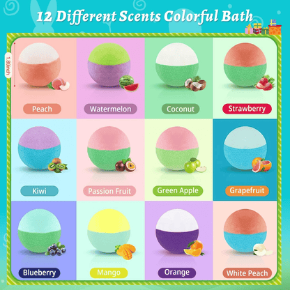 Natural Bath Bombs for Kids – Mega Bubbles, Surprise Inside, 12 Pcs per Box