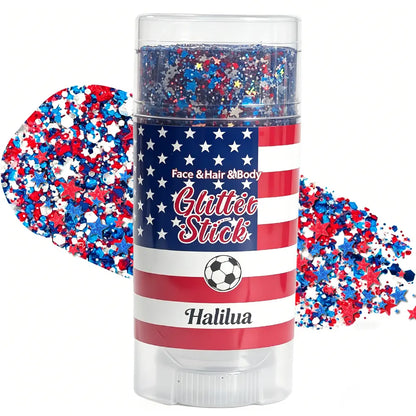 4th of July Glitter Stick – Red, White & Blue Body and Hair Sparkle Makeup